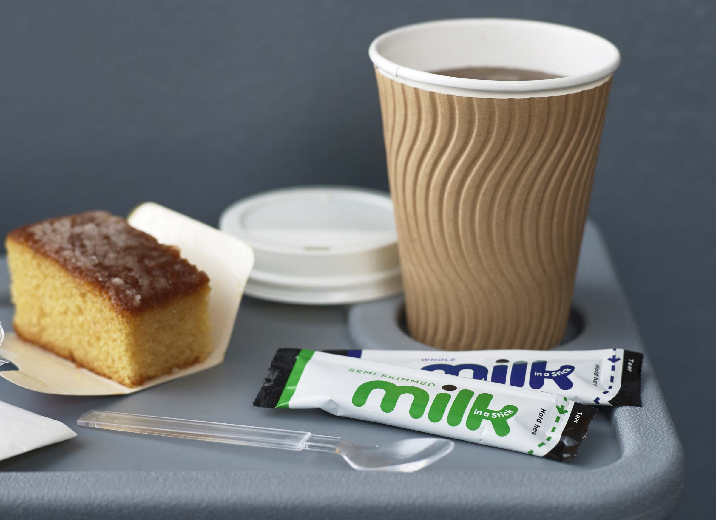 Milk in a Stick airline tray