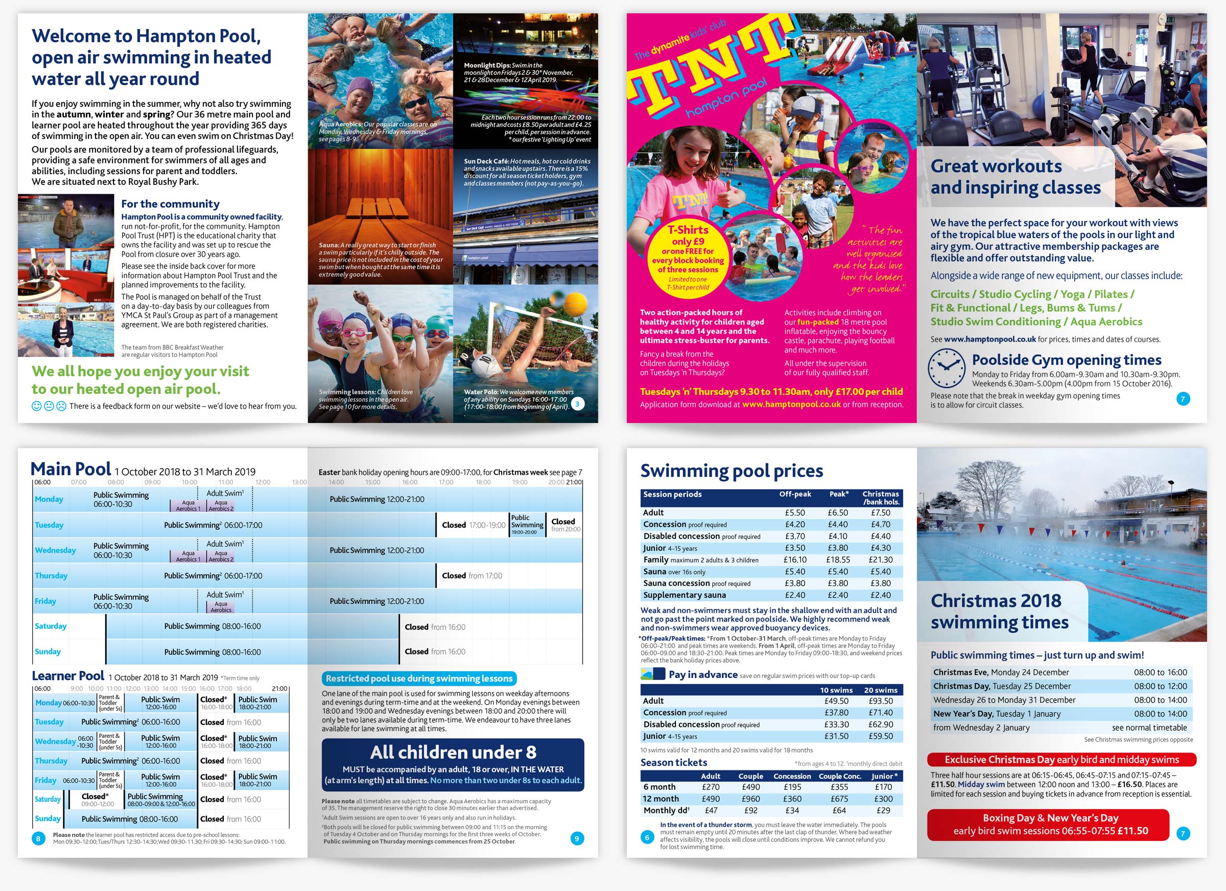 Hampton Pool timetable booklet