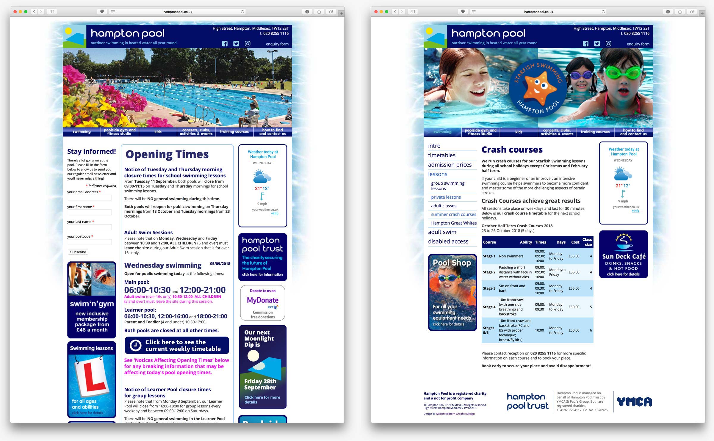 Hampton Pool website