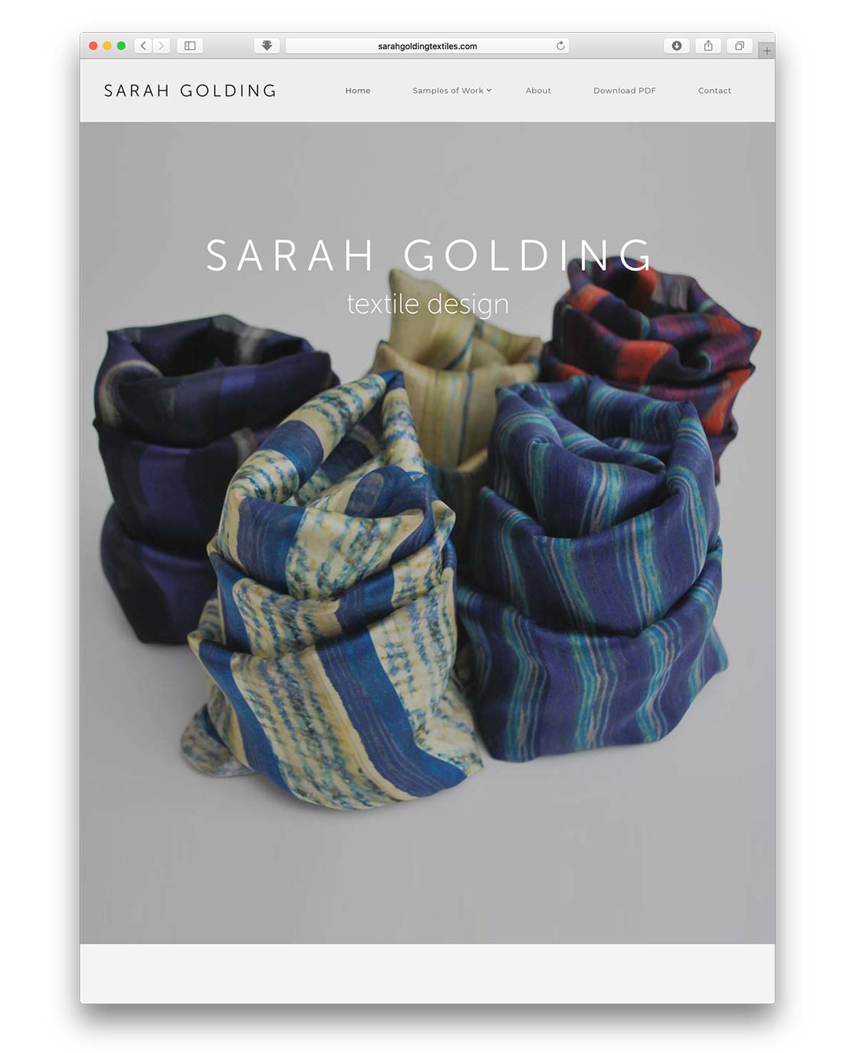 Sarah Golding Textile Design website design